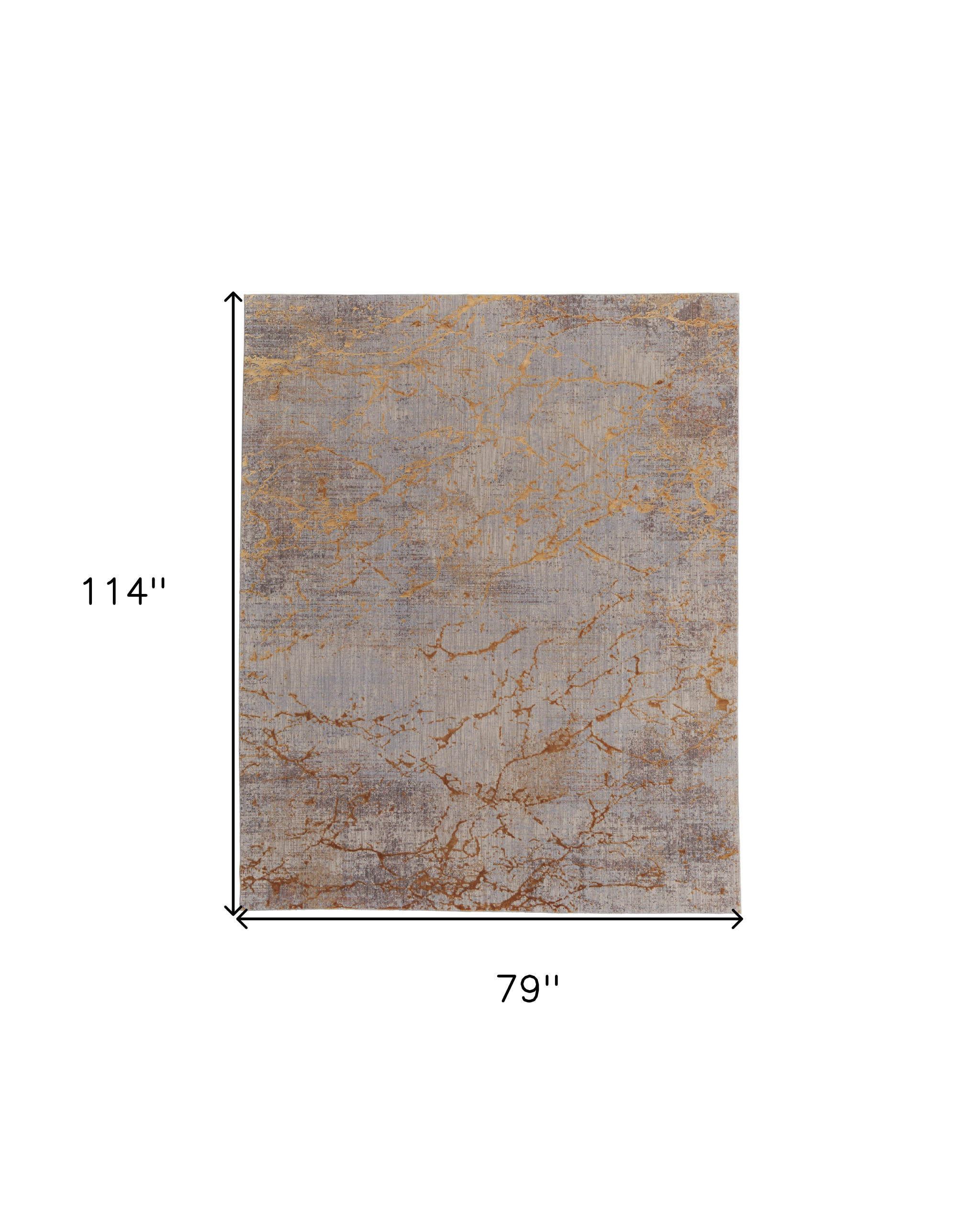 7" X 10" Brown Gold and Gray Abstract Power Loom Area Rug