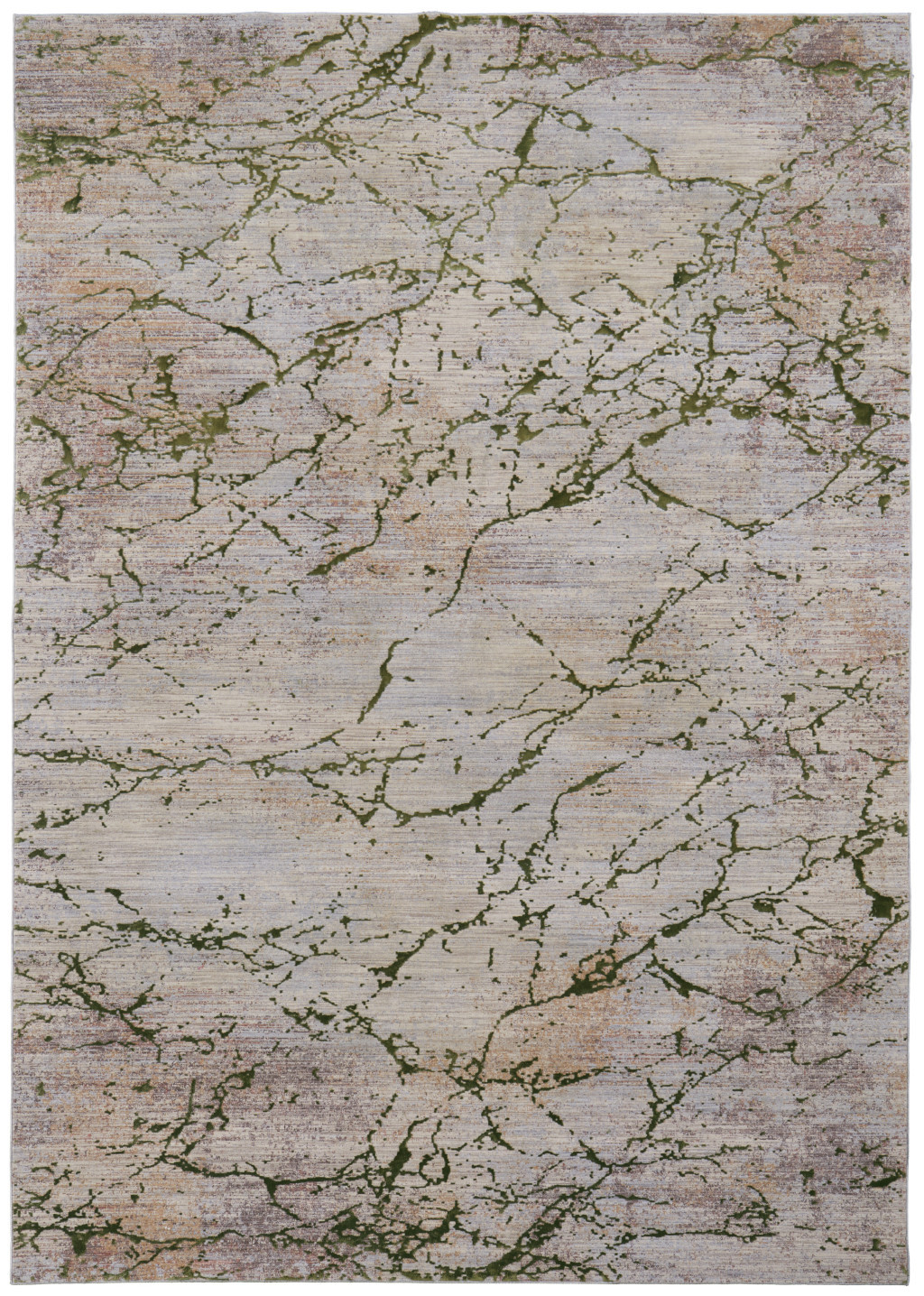 7" X 10" Taupe Green and Tan Abstract Power Loom Area Rug