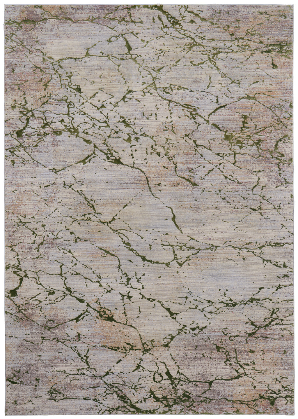 7" X 10" Taupe Green and Tan Abstract Power Loom Area Rug