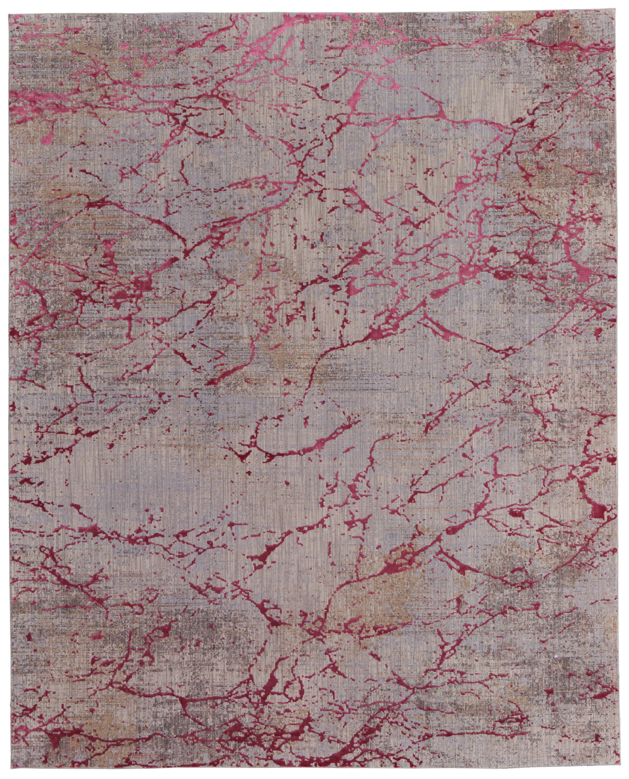 10" X 13" Pink Taupe and Gray Abstract Power Loom Area Rug