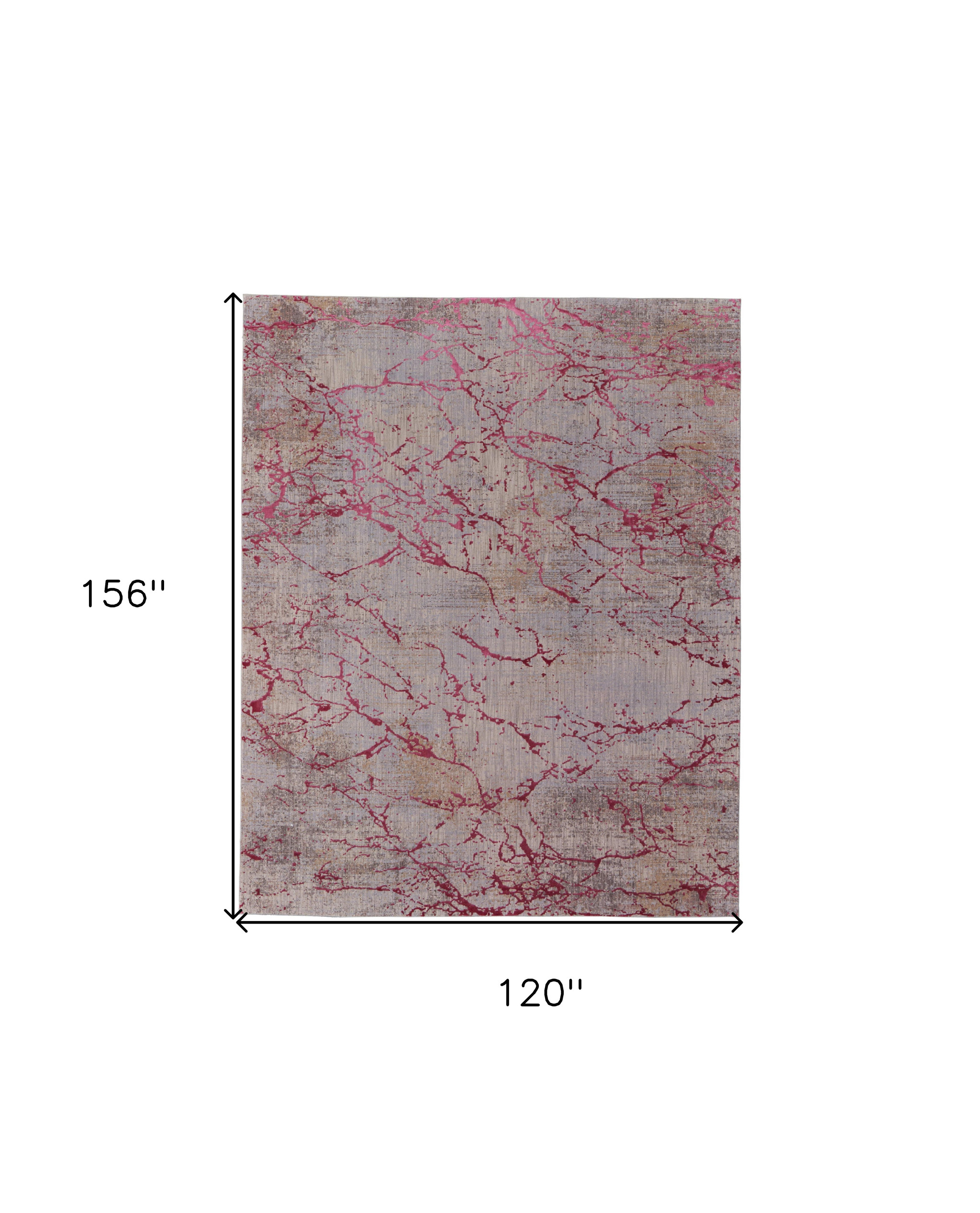10" X 13" Pink Taupe and Gray Abstract Power Loom Area Rug