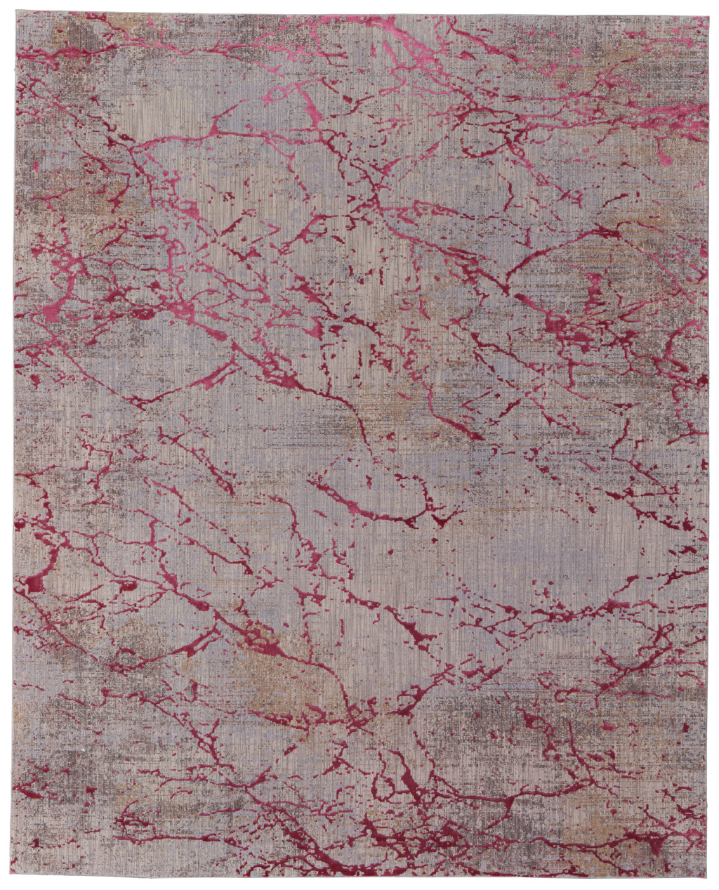 10" X 13" Pink Taupe and Gray Abstract Power Loom Area Rug