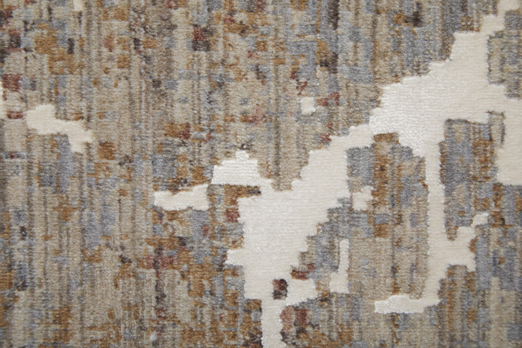 5" X 8" Ivory Brown and Taupe Abstract Power Loom Area Rug