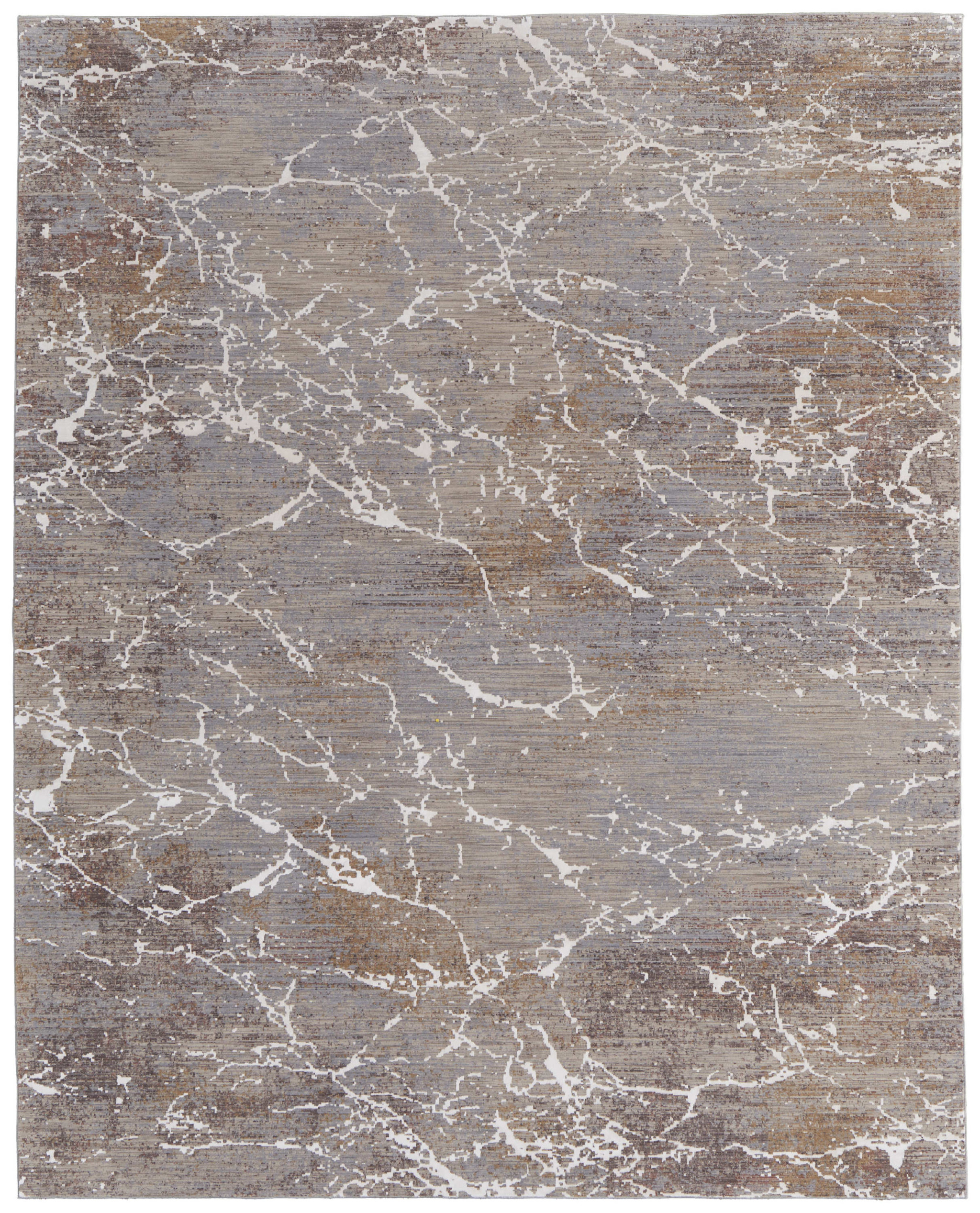 8" X 10" Ivory Brown and Taupe Abstract Power Loom Area Rug