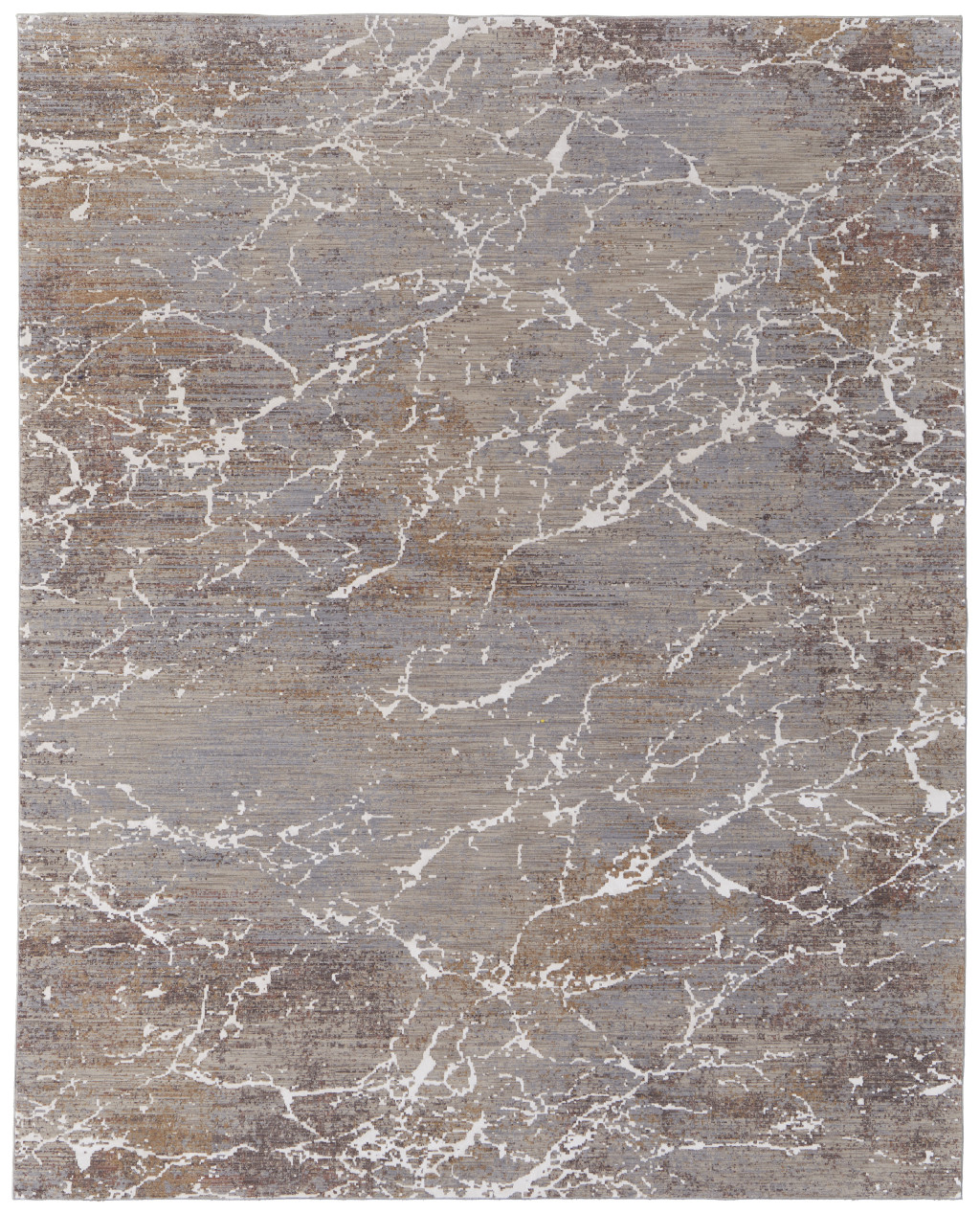 8" X 10" Ivory Brown and Taupe Abstract Power Loom Area Rug