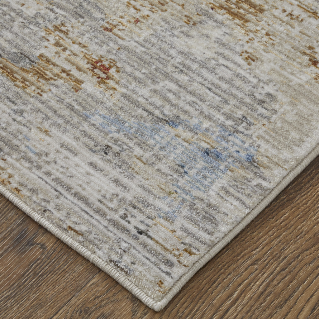 2" X 3" Red Blue and Ivory Abstract Power Loom Area Rug
