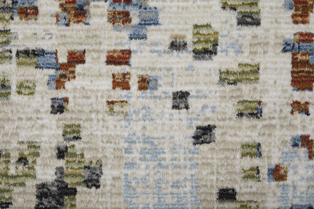 5" X 8" Ivory Green and Blue Abstract Power Loom Area Rug