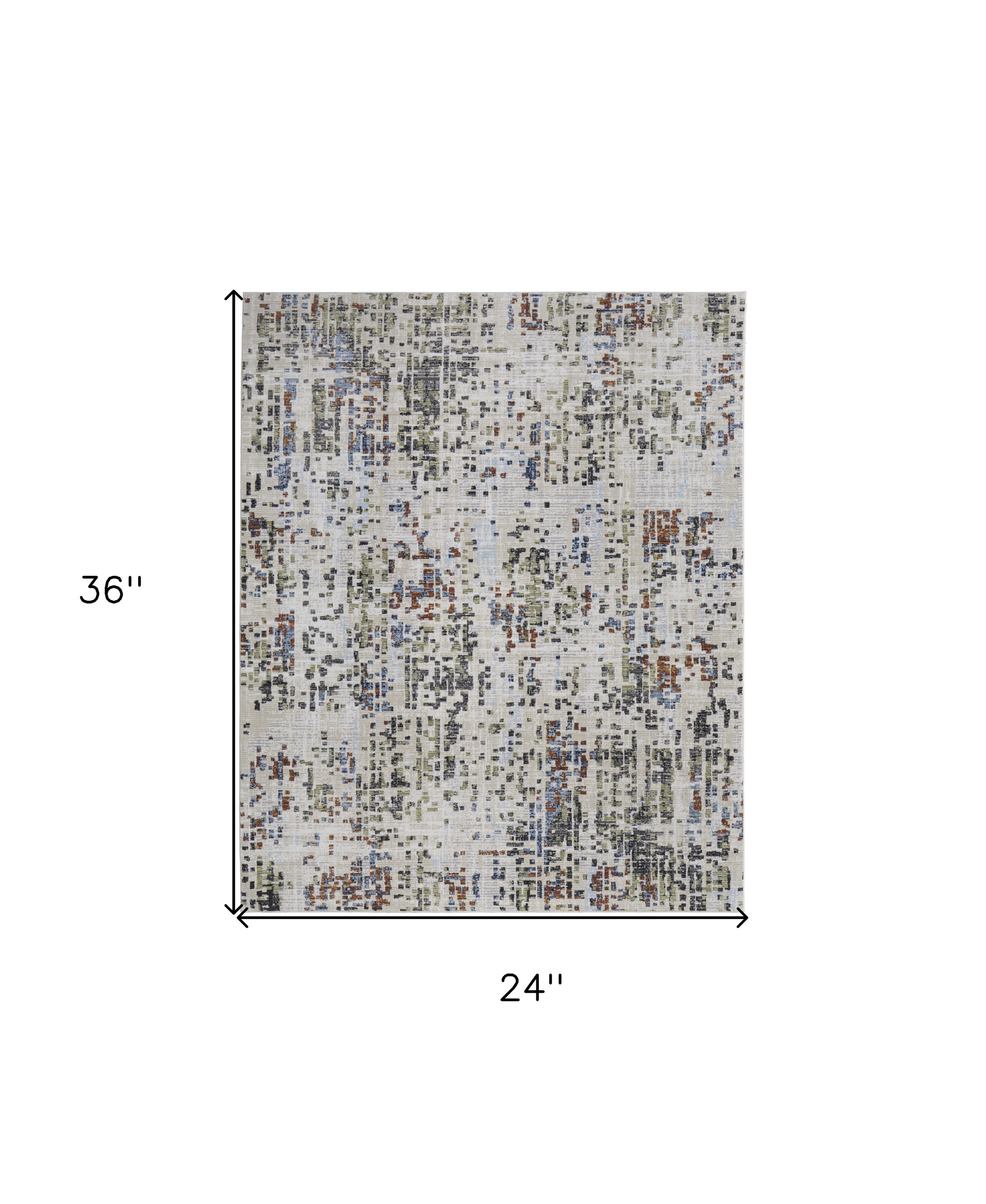 2" X 3" Ivory Green and Blue Abstract Power Loom Area Rug