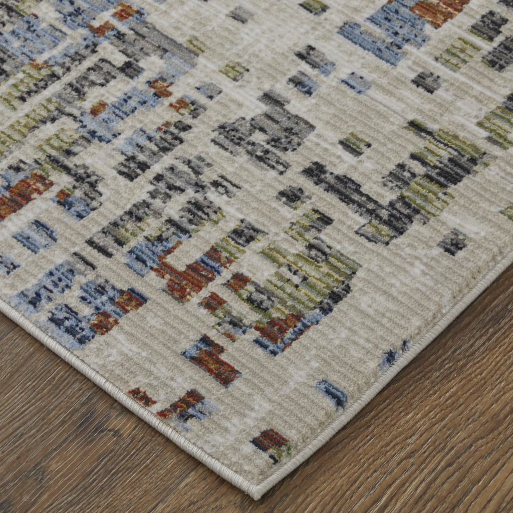 2" X 3" Ivory Green and Blue Abstract Power Loom Area Rug