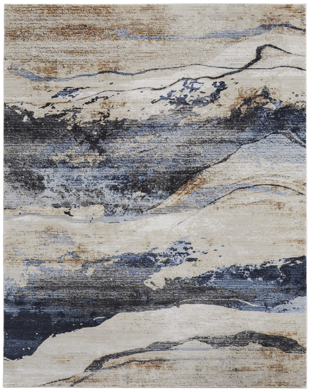 5" X 8" Blue Gray and Tan Abstract Power Loom Area Rug