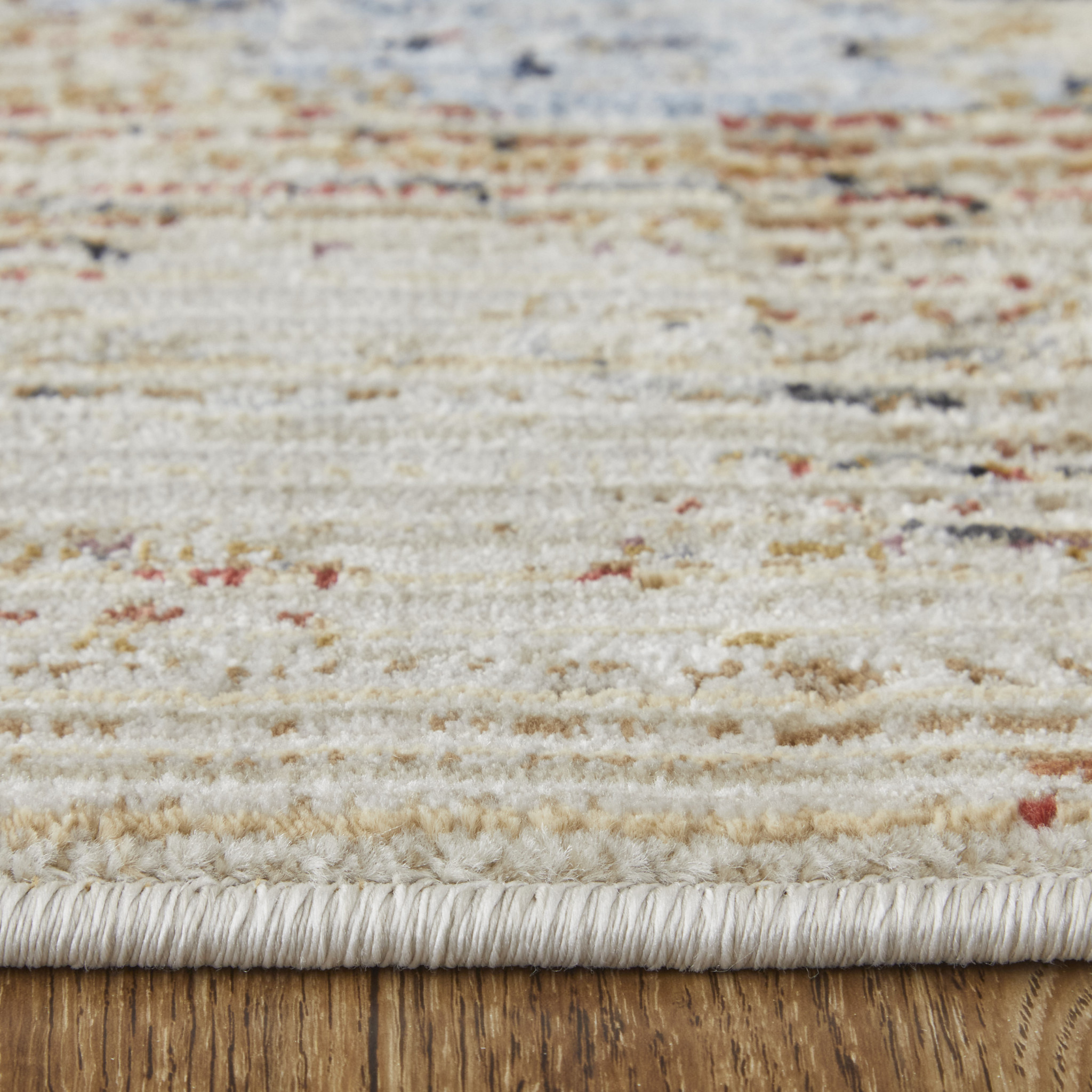 7" X 10" Blue Gray and Tan Abstract Power Loom Area Rug