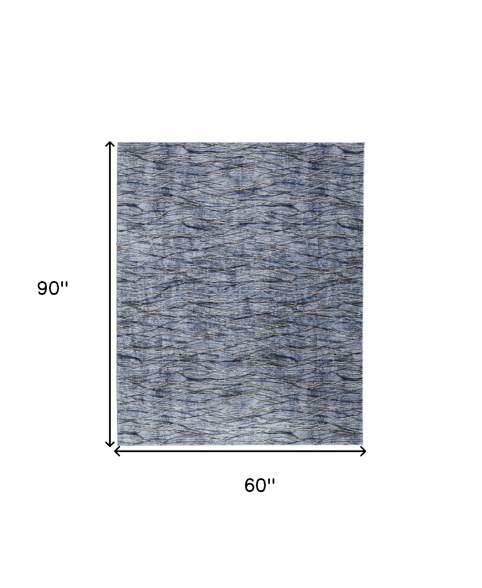 5" X 8" Blue Ivory and Tan Abstract Power Loom Area Rug