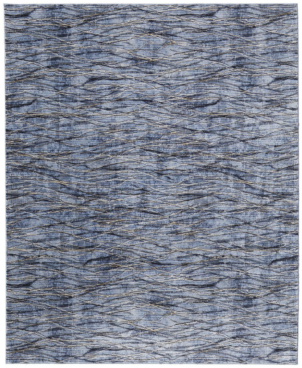 5" X 8" Blue Ivory and Tan Abstract Power Loom Area Rug