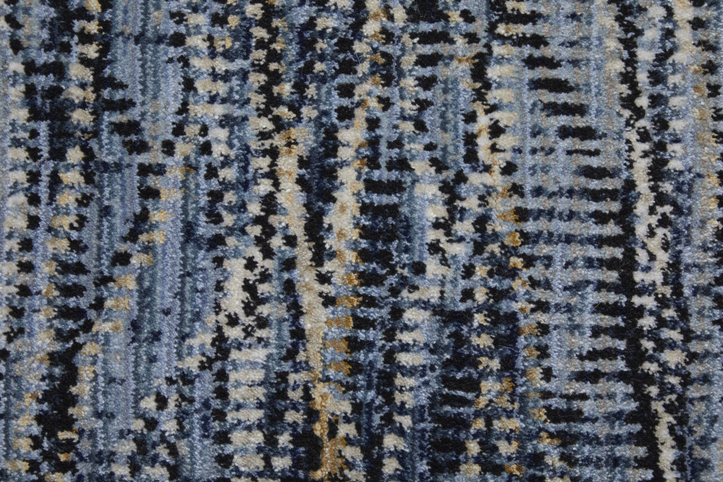 7" X 10" Blue Ivory and Tan Abstract Power Loom Area Rug