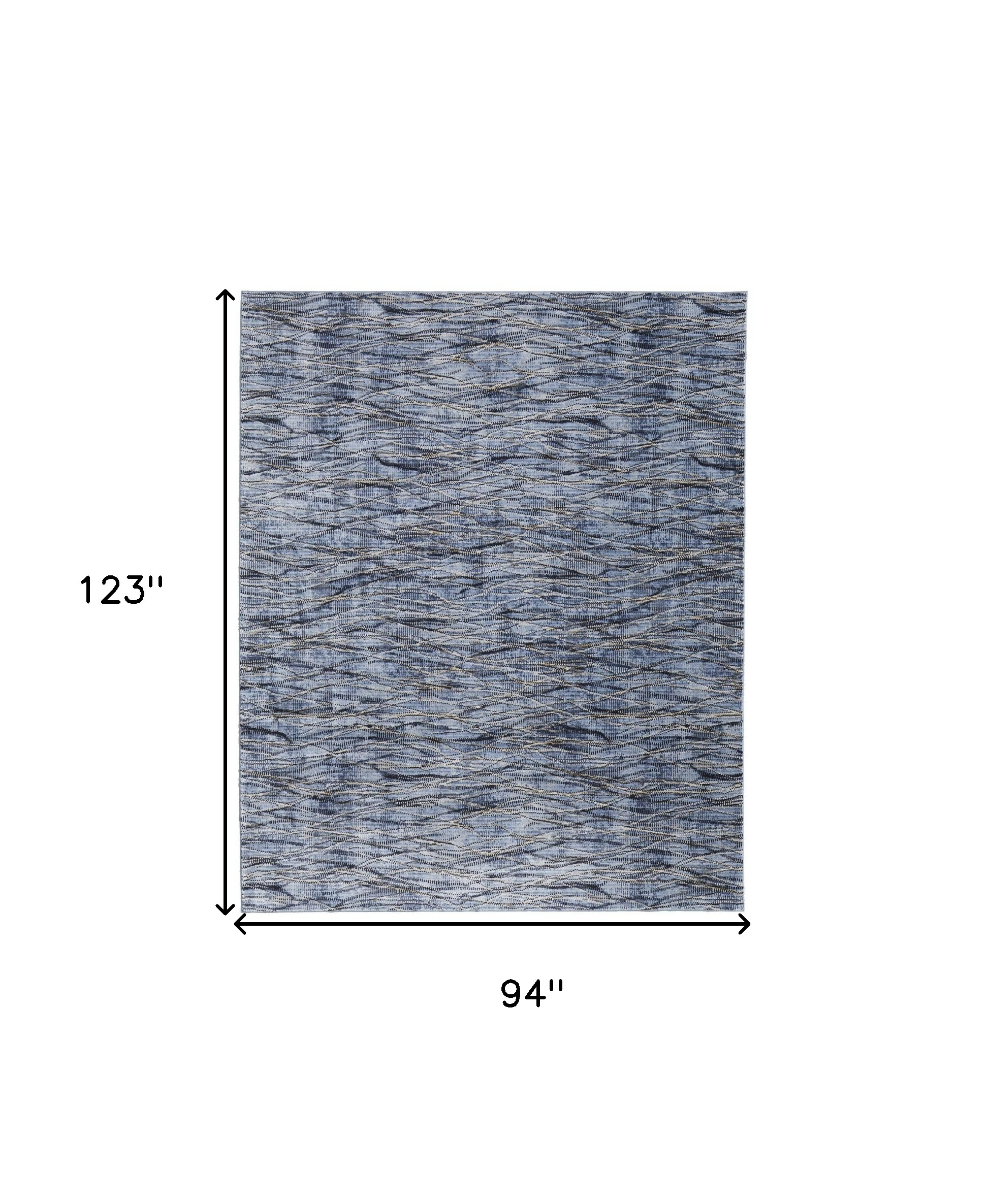 8" X 10" Blue Ivory and Tan Abstract Power Loom Area Rug
