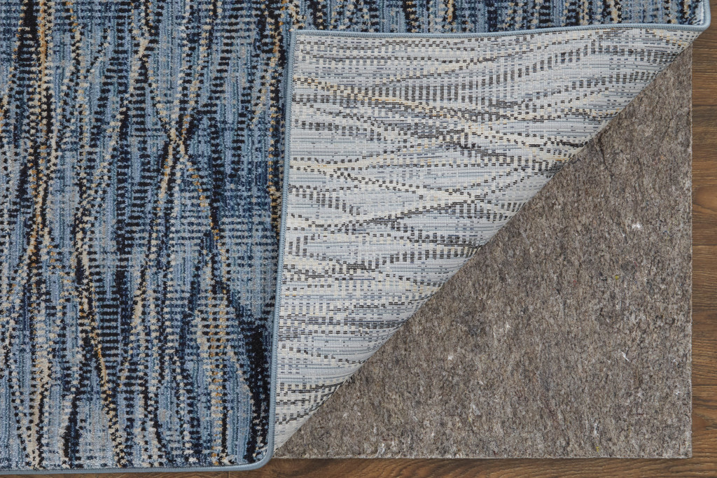 2" X 3" Blue Ivory and Tan Abstract Power Loom Area Rug