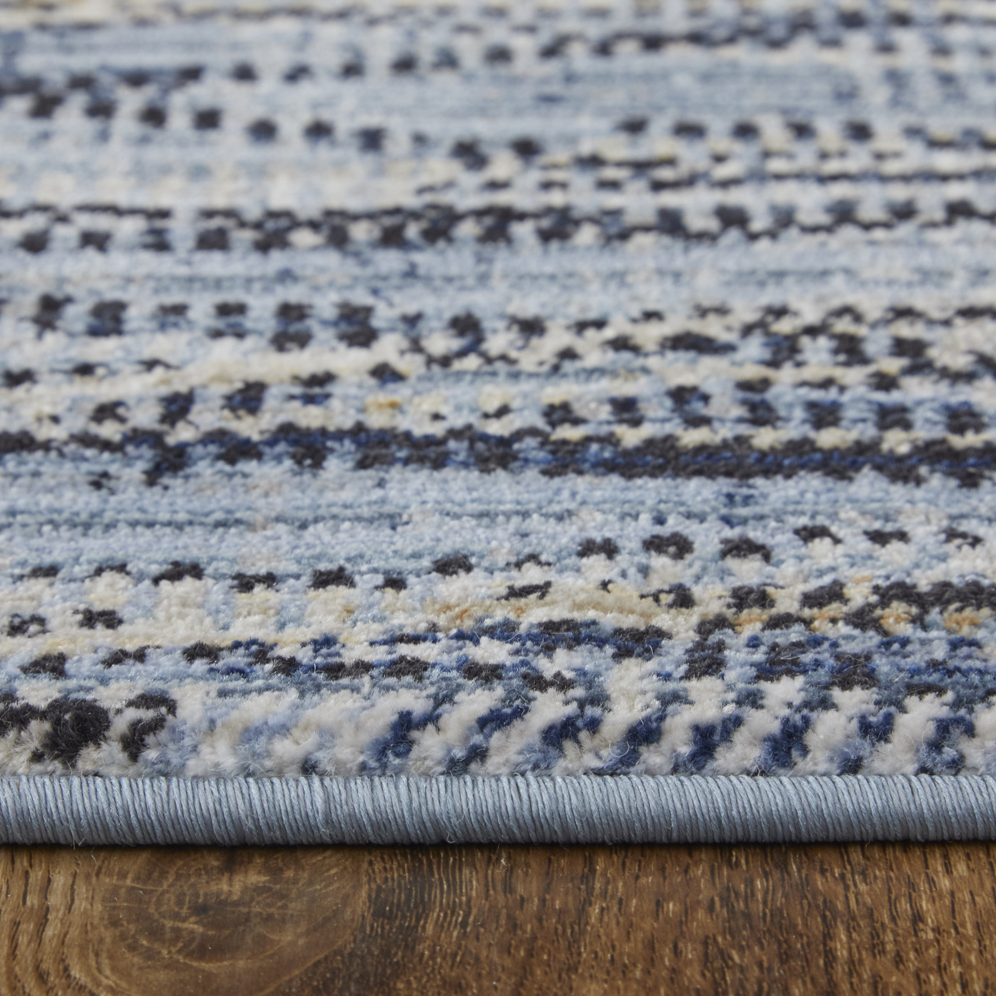 2" X 3" Blue Ivory and Tan Abstract Power Loom Area Rug