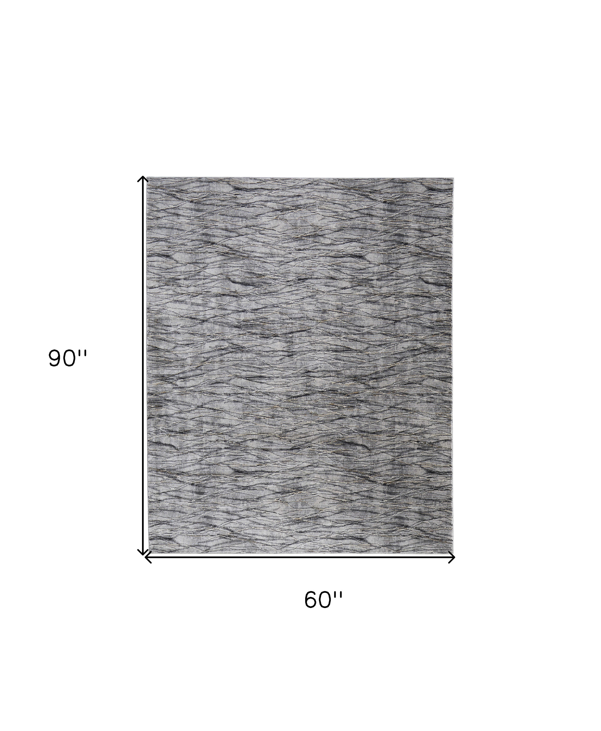 5" X 8" Gray Ivory and Tan Abstract Power Loom Area Rug