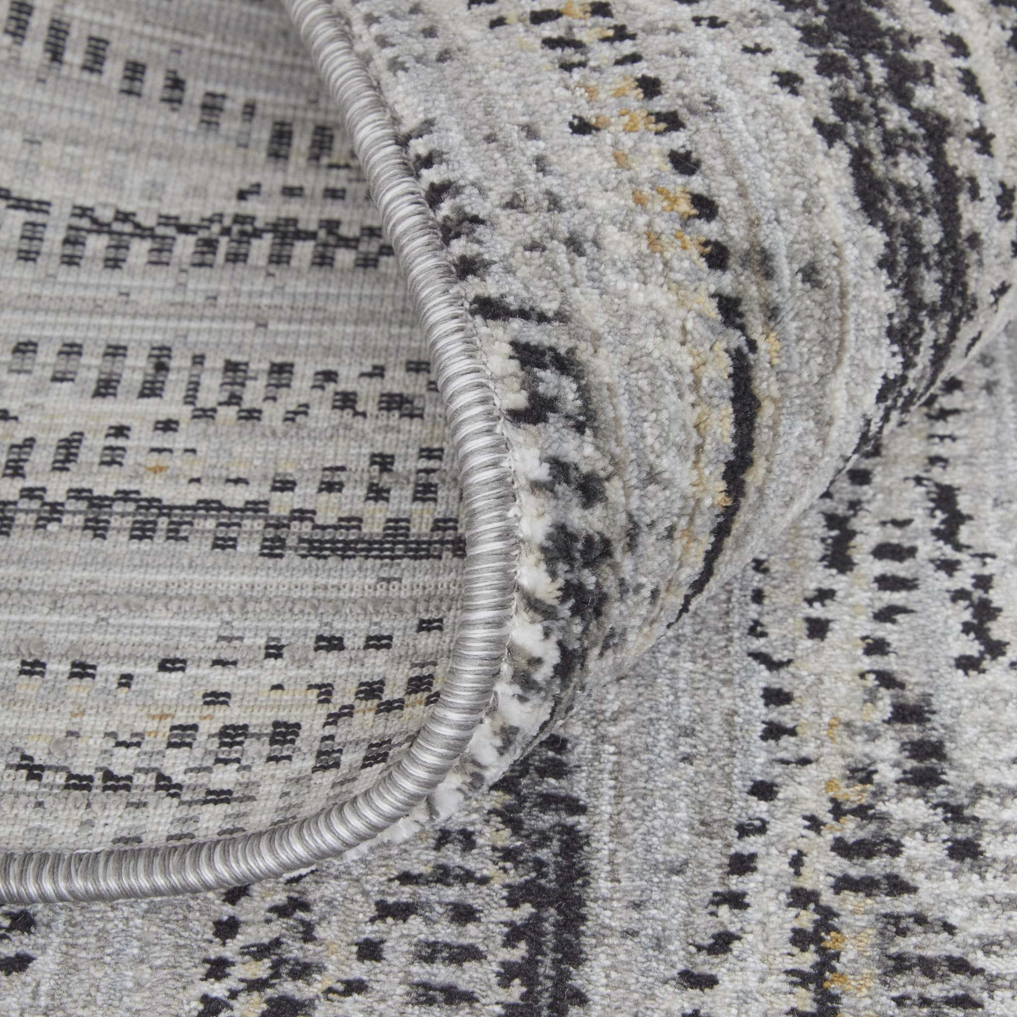 5" X 8" Gray Ivory and Tan Abstract Power Loom Area Rug