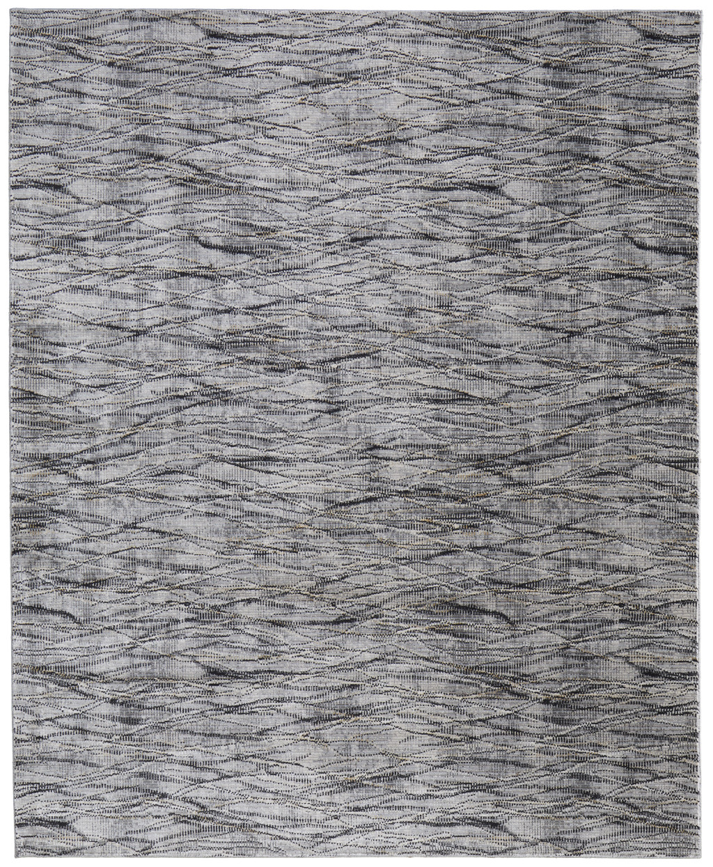 8" X 10" Gray Ivory and Tan Abstract Power Loom Area Rug