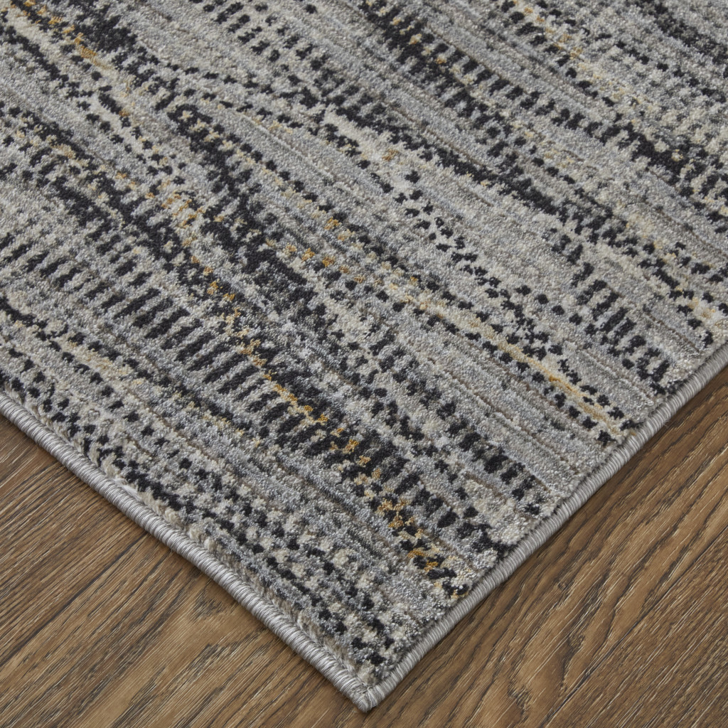 9" X 13" Gray Ivory and Tan Abstract Power Loom Area Rug