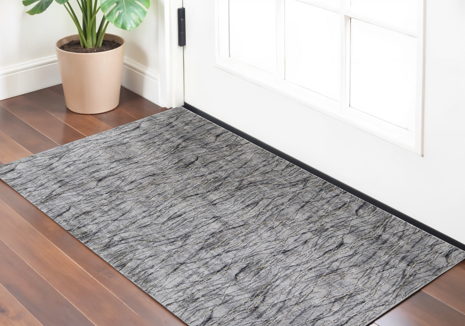 2" X 3" Gray Ivory and Tan Abstract Power Loom Area Rug