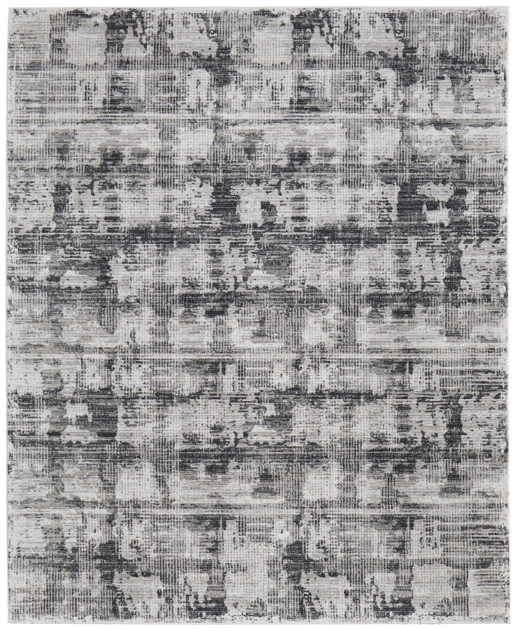 5" X 8" Gray and Ivory Abstract Power Loom Area Rug