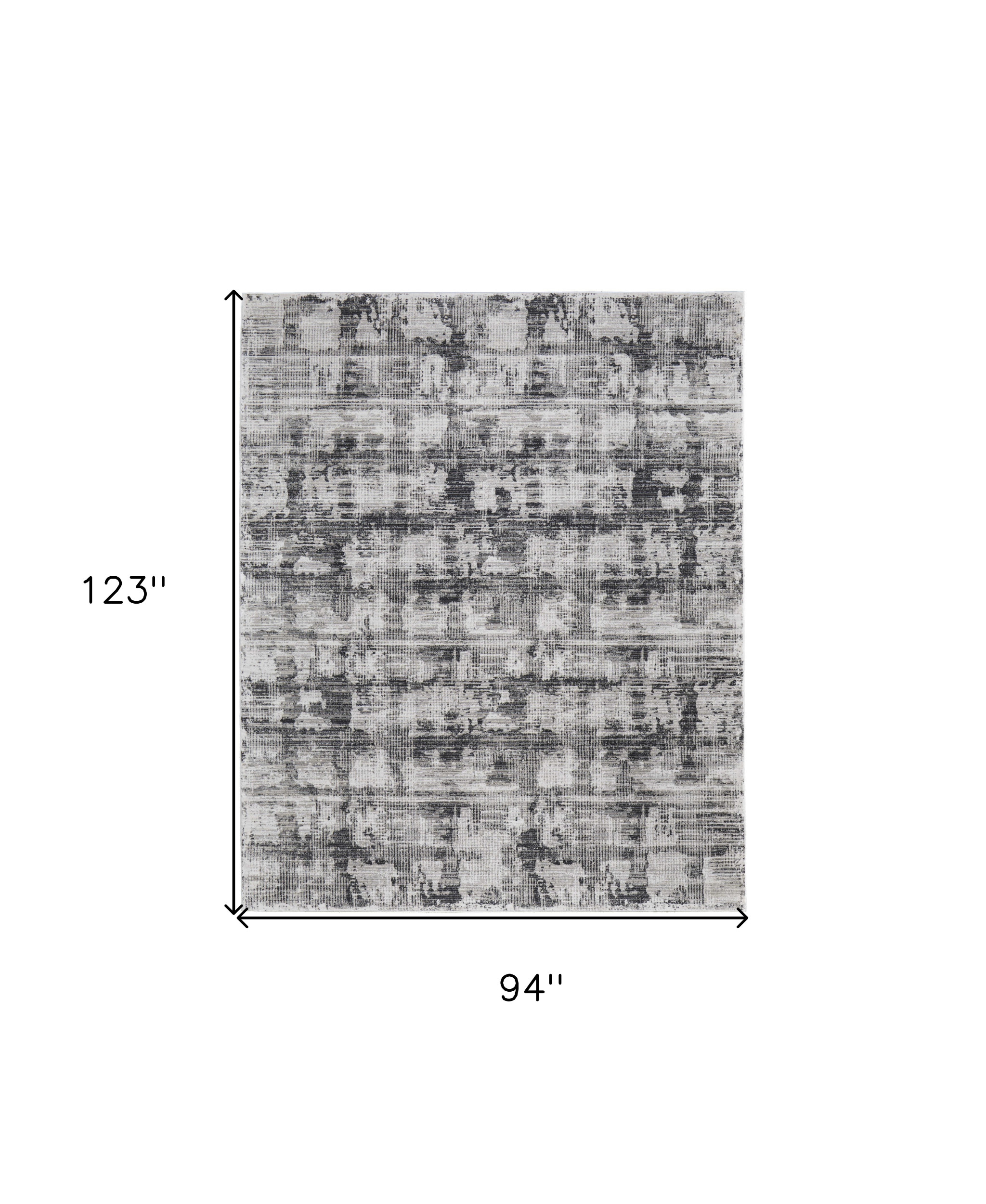 8" X 10" Gray and Ivory Abstract Power Loom Area Rug
