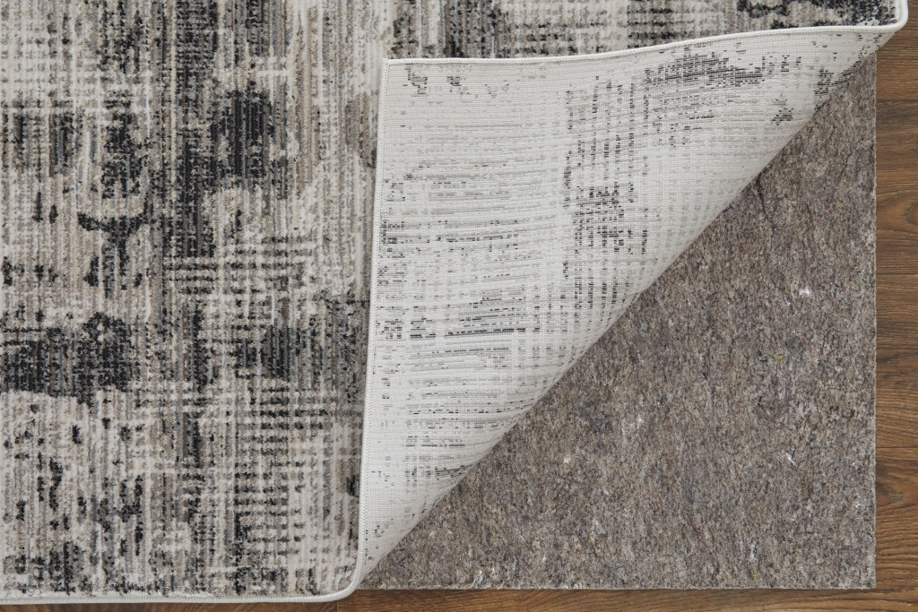 8" X 10" Gray and Ivory Abstract Power Loom Area Rug