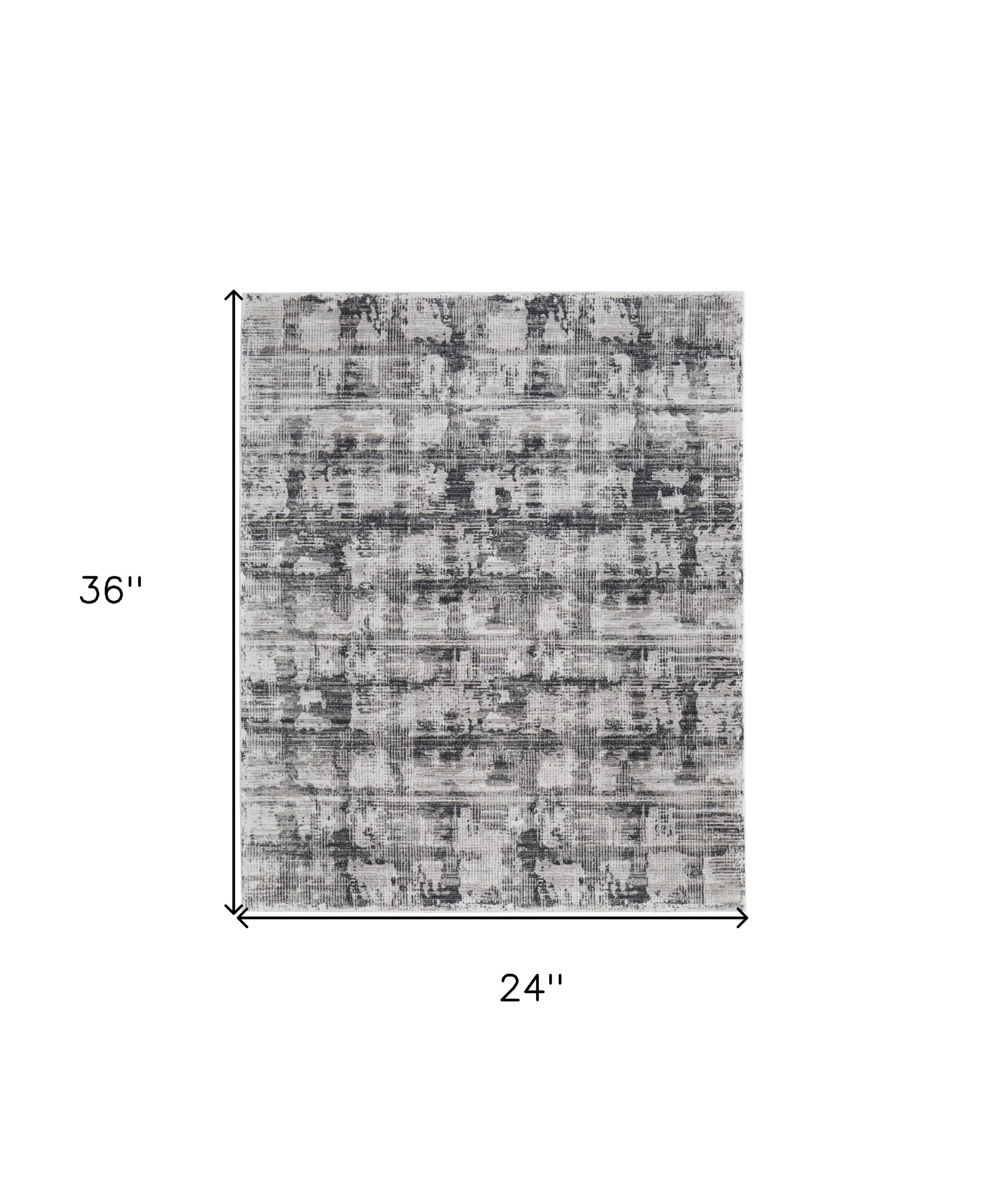 2" X 3" Gray and Ivory Abstract Power Loom Area Rug