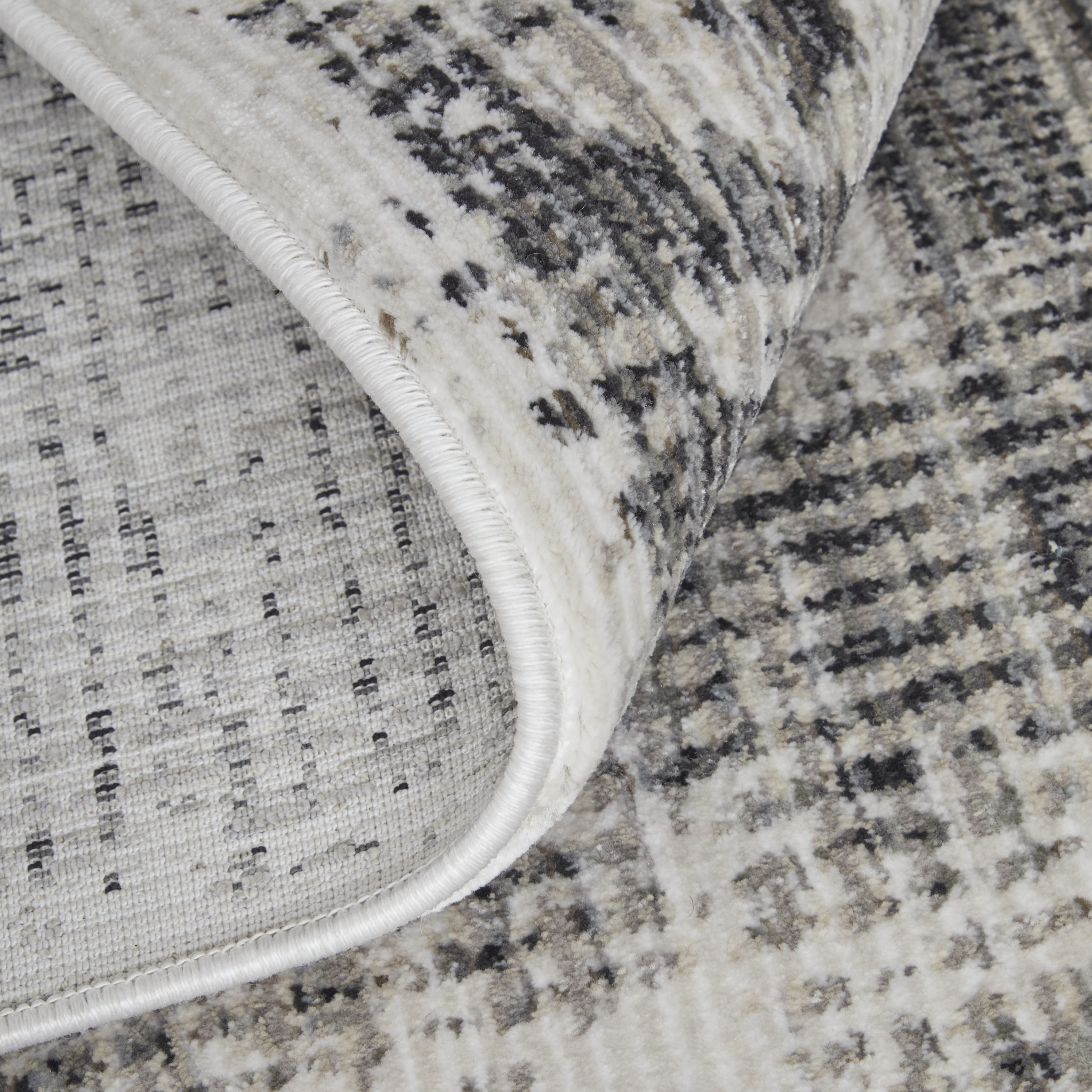 2" X 3" Gray and Ivory Abstract Power Loom Area Rug