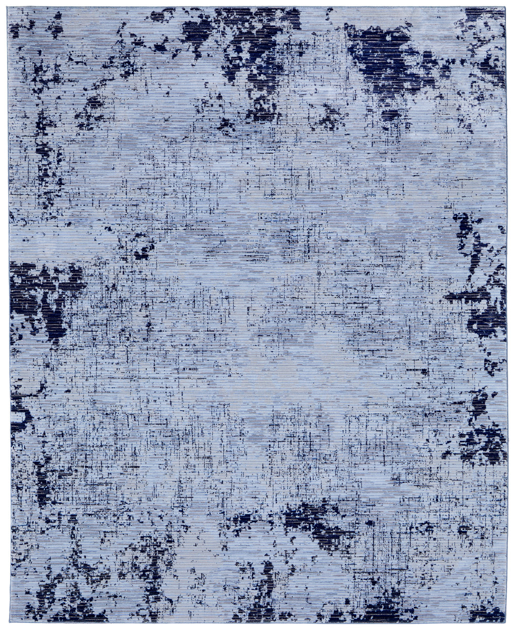7" X 10" Light Blue and Black Abstract Power Loom Area Rug