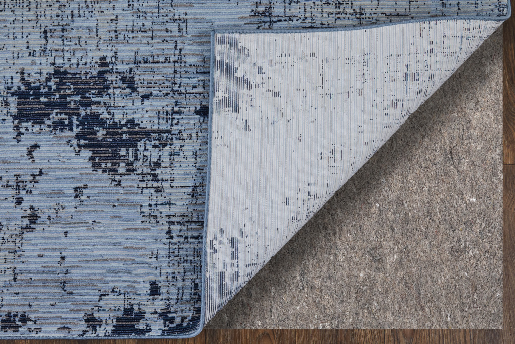 8" X 10" Light Blue and Black Abstract Power Loom Area Rug