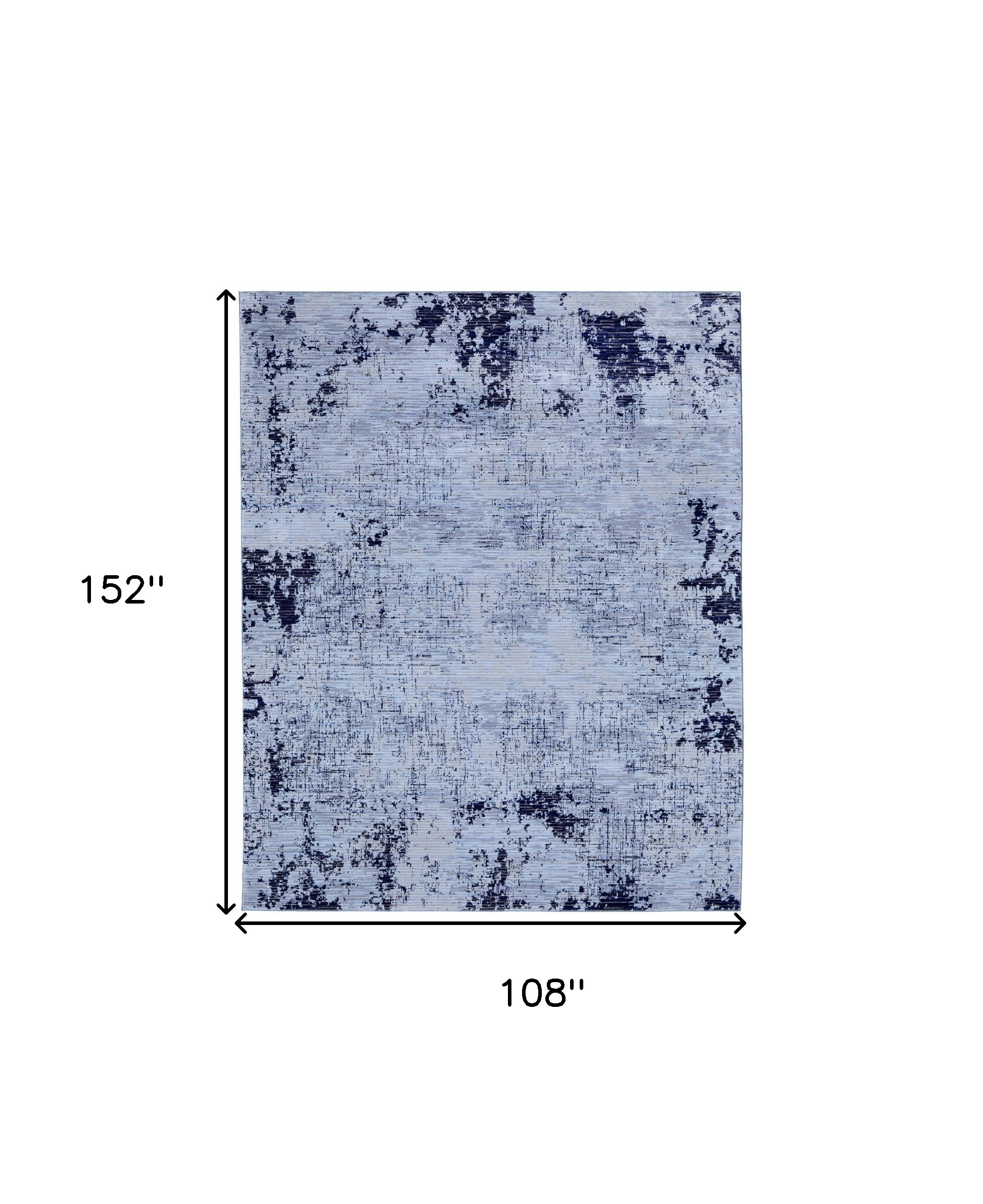 9" X 13" Light Blue and Black Abstract Power Loom Area Rug