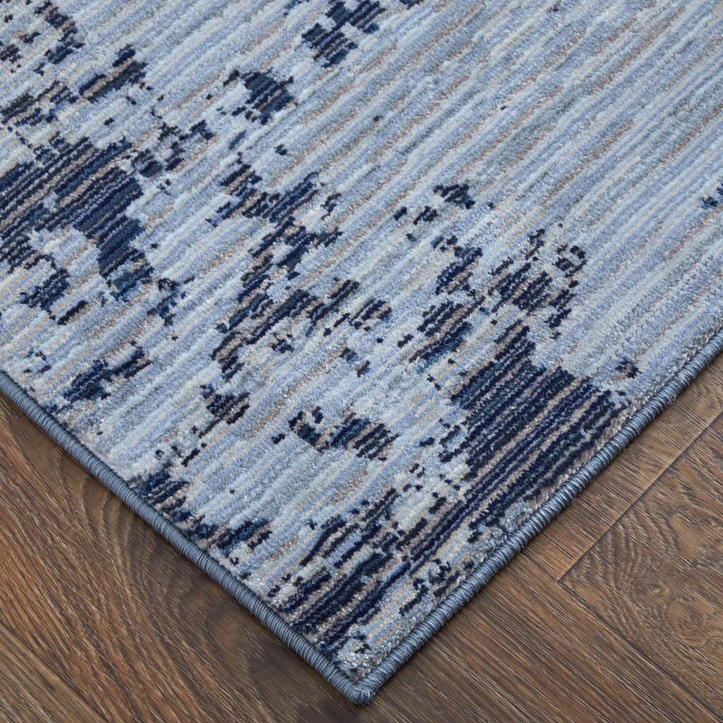 2" X 3" Light Blue and Black Abstract Power Loom Area Rug