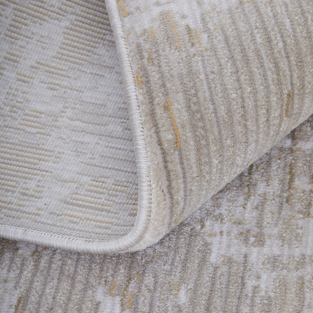 5" X 8" Gray Brown and Ivory Abstract Power Loom Area Rug