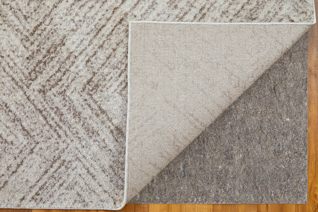 2" X 3" Ivory and Brown Geometric Power Loom Area Rug