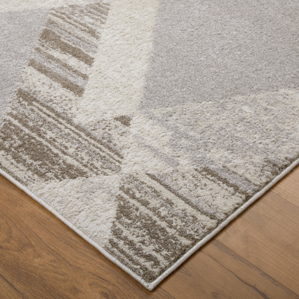 2" X 3" Ivory Gray and Brown Geometric Power Loom Area Rug