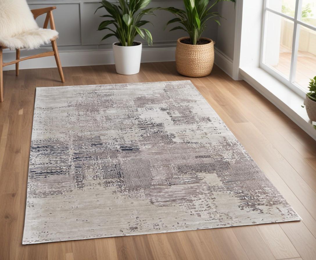 4' X 6' Brown Black and Tan Abstract Hand Tufted Area Rug-567868-1