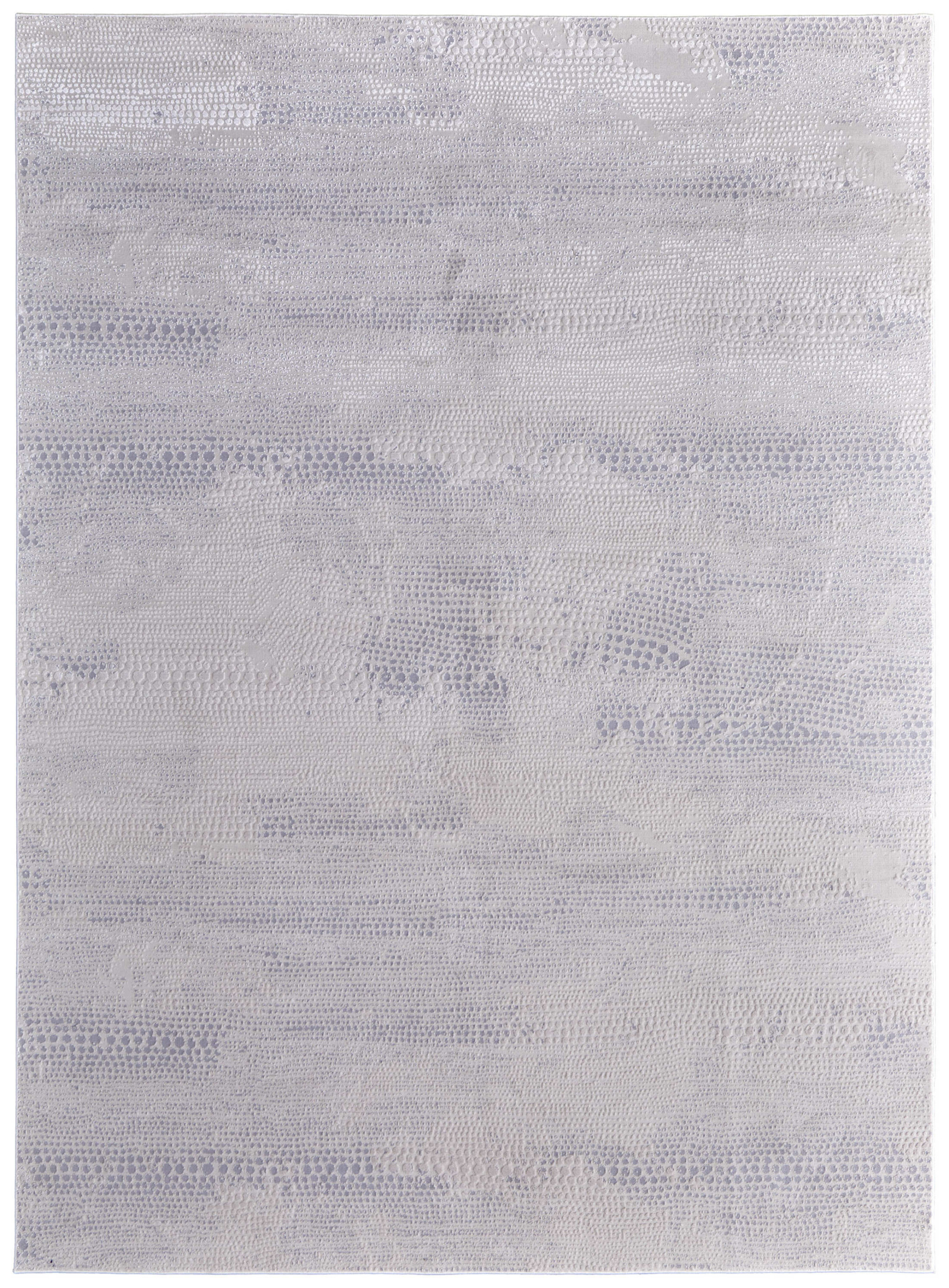 2" X 3" Ivory and Silver Abstract Power Loom Worn Faded Area Rug