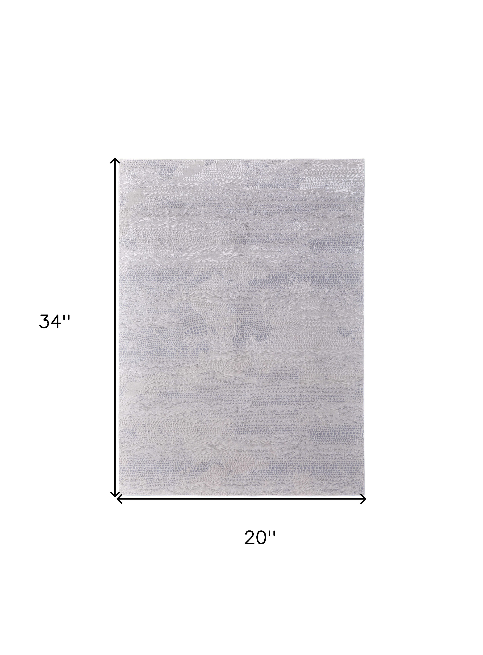 2" X 3" Ivory and Silver Abstract Power Loom Worn Faded Area Rug