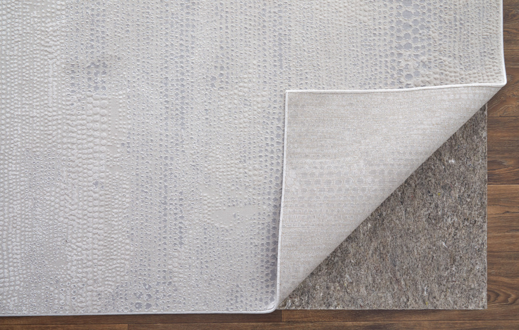 2" X 3" Ivory and Silver Abstract Power Loom Worn Faded Area Rug