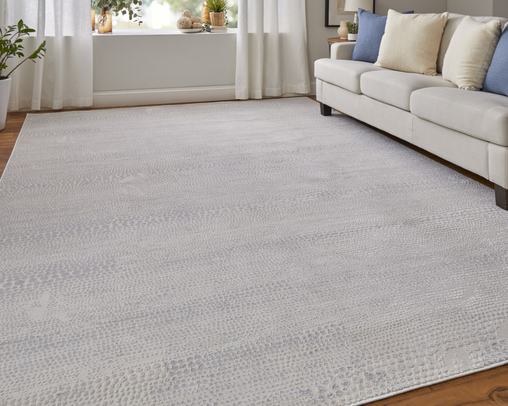 2" X 3" Ivory and Silver Abstract Power Loom Worn Faded Area Rug