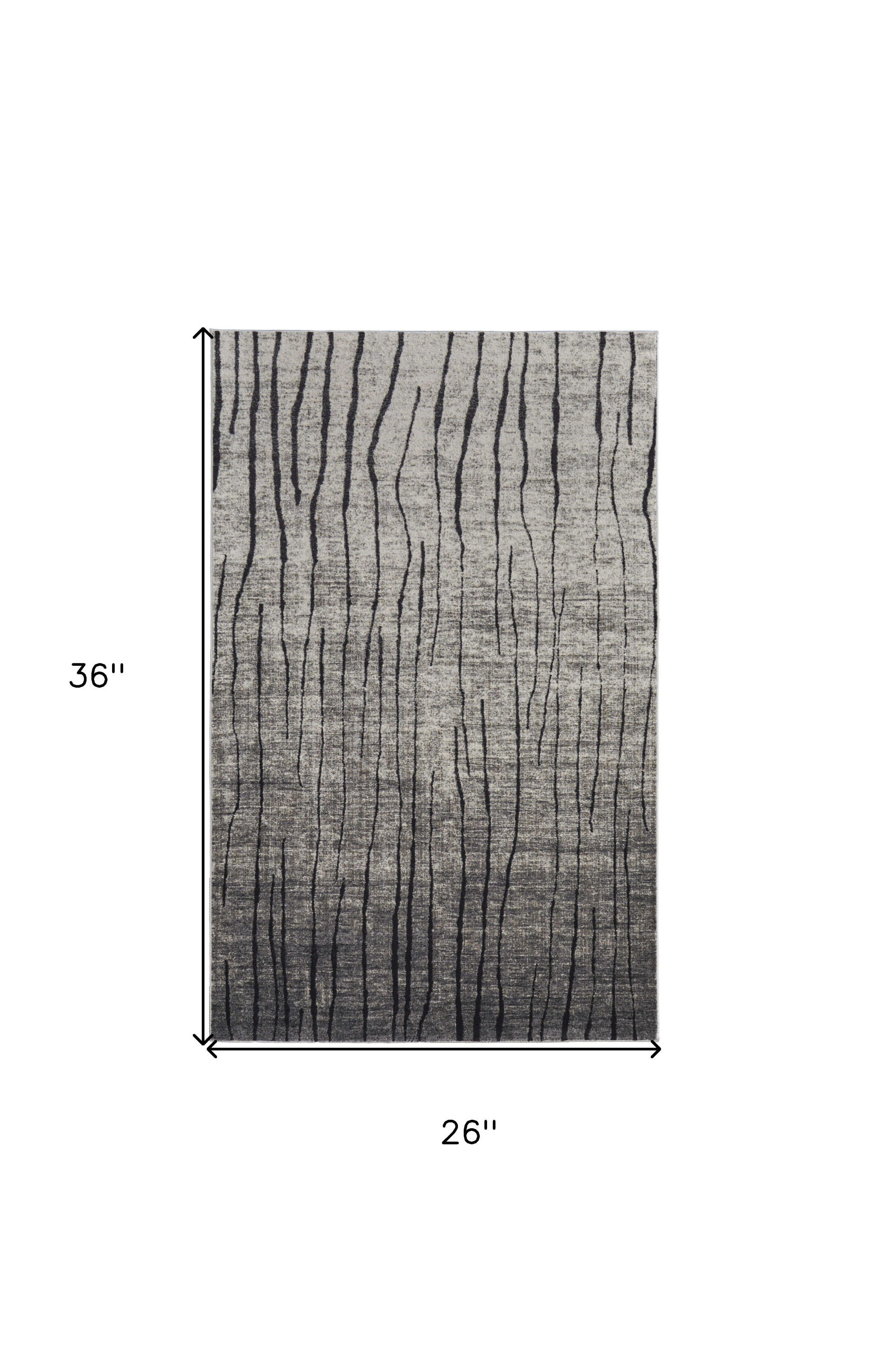 2" X 3" Black and Gray Abstract Power Loom Area Rug