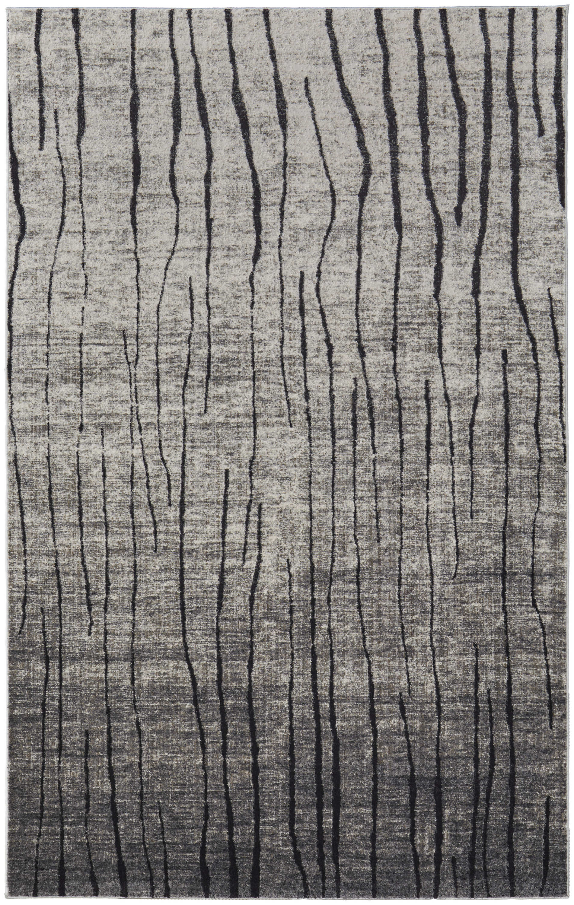 2" X 3" Black and Gray Abstract Power Loom Area Rug
