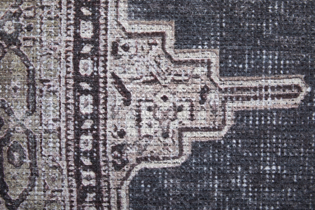 2" X 3" Gray Ivory and Taupe Oriental Power Loom Washable Area Rug