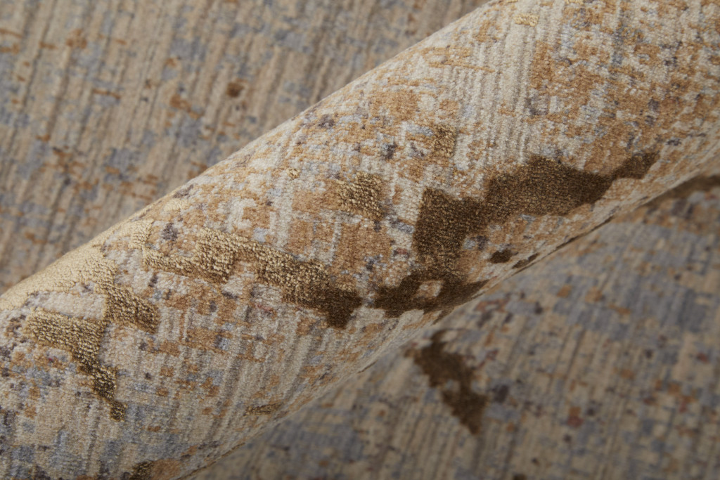 2" X 3" Tan Brown and Taupe Abstract Power Loom Area Rug