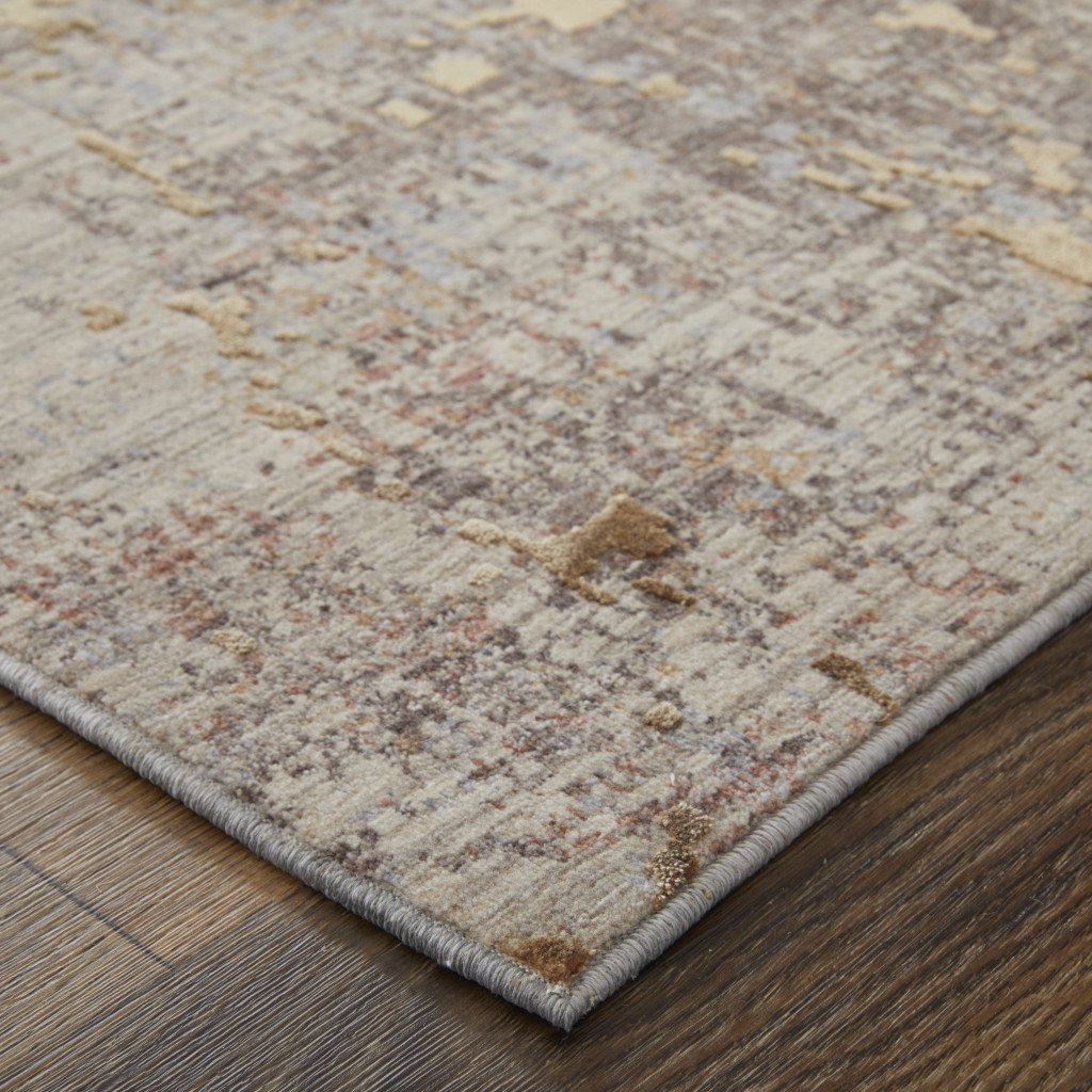 2" X 3" Tan Brown and Taupe Abstract Power Loom Area Rug