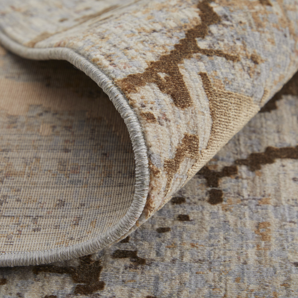 2" X 3" Tan Brown and Taupe Abstract Power Loom Area Rug