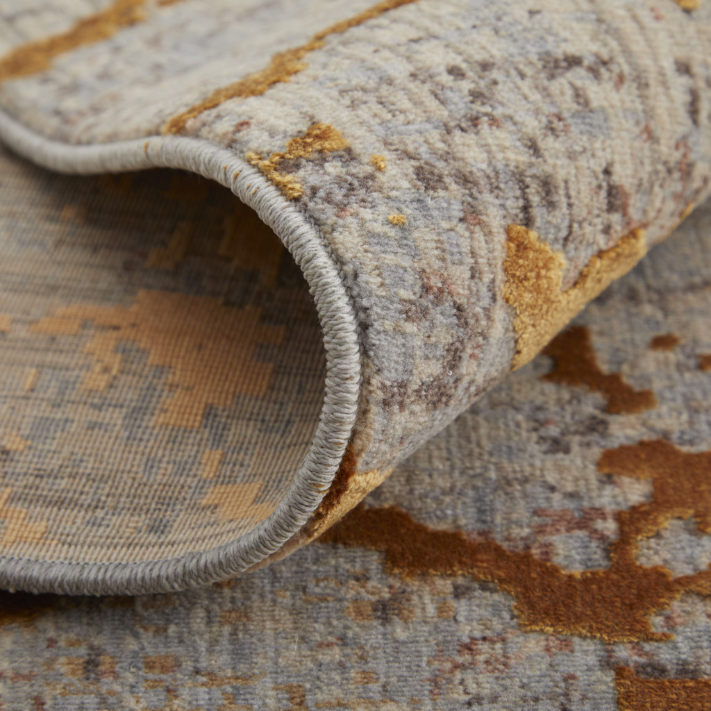 2" X 3" Gold Brown and Gray Abstract Power Loom Area Rug